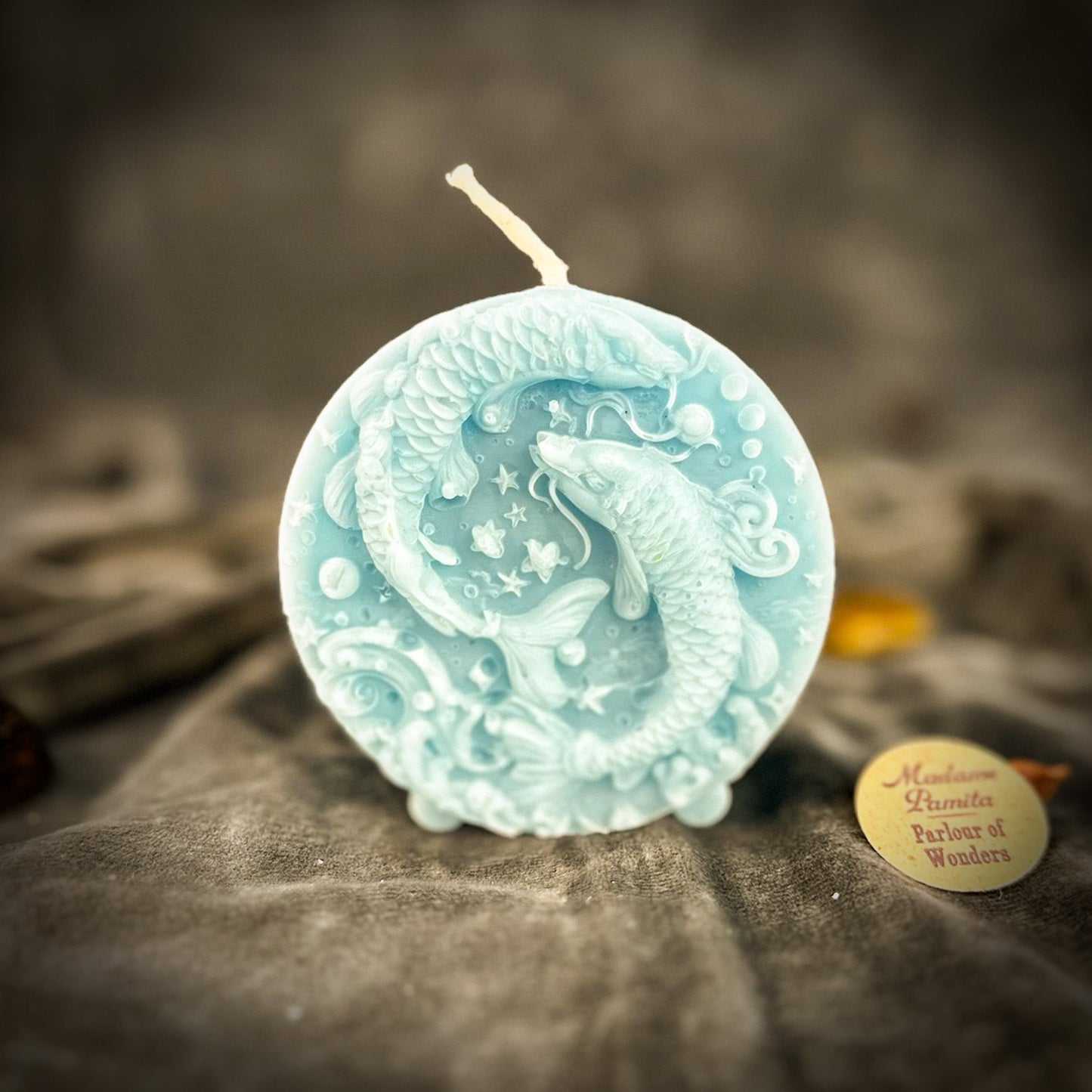 Beeswax Pisces Fish Zodiac Spell Candle - Intuition, Compassion & Dreams