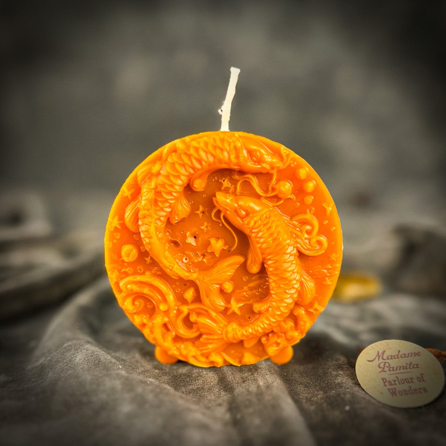 Beeswax Pisces Fish Zodiac Spell Candle - Intuition, Compassion & Dreams