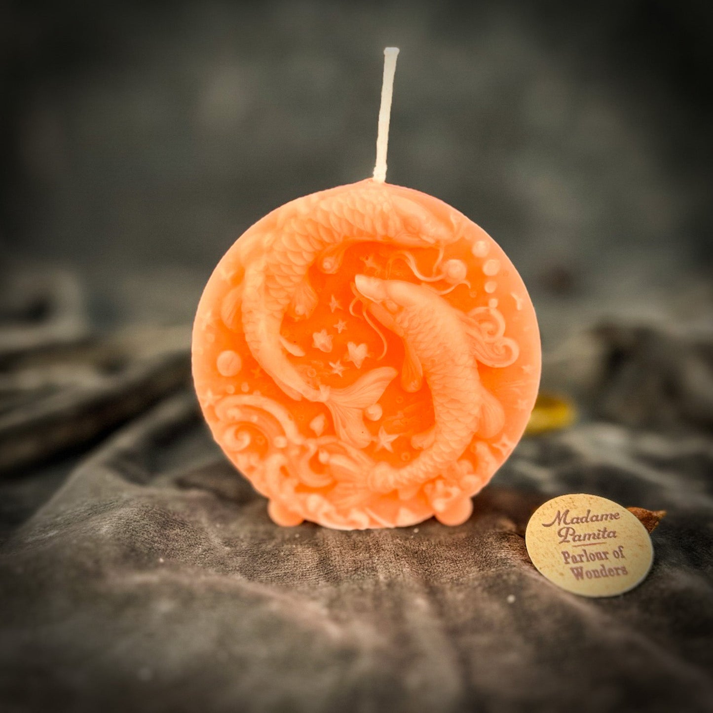 Beeswax Pisces Fish Zodiac Spell Candle - Intuition, Compassion & Dreams