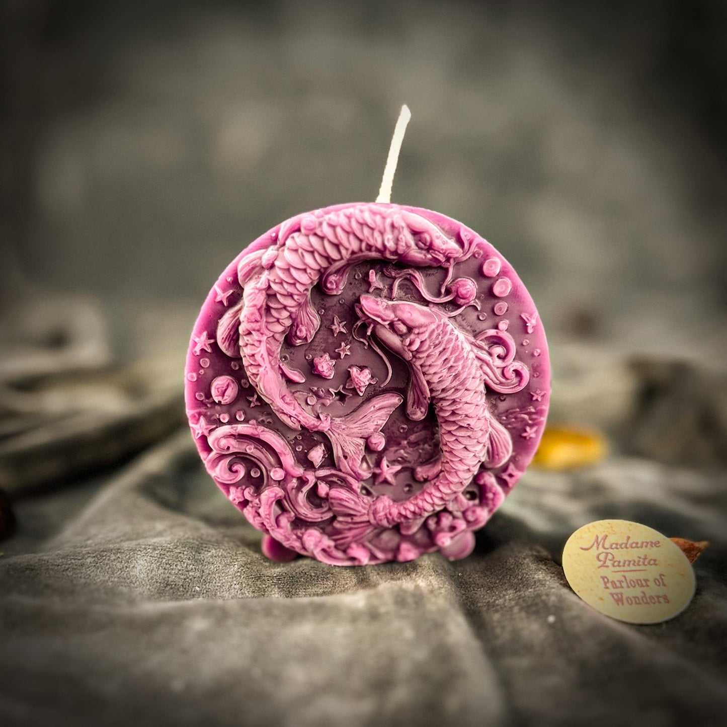 Beeswax Pisces Fish Zodiac Spell Candle - Intuition, Compassion & Dreams