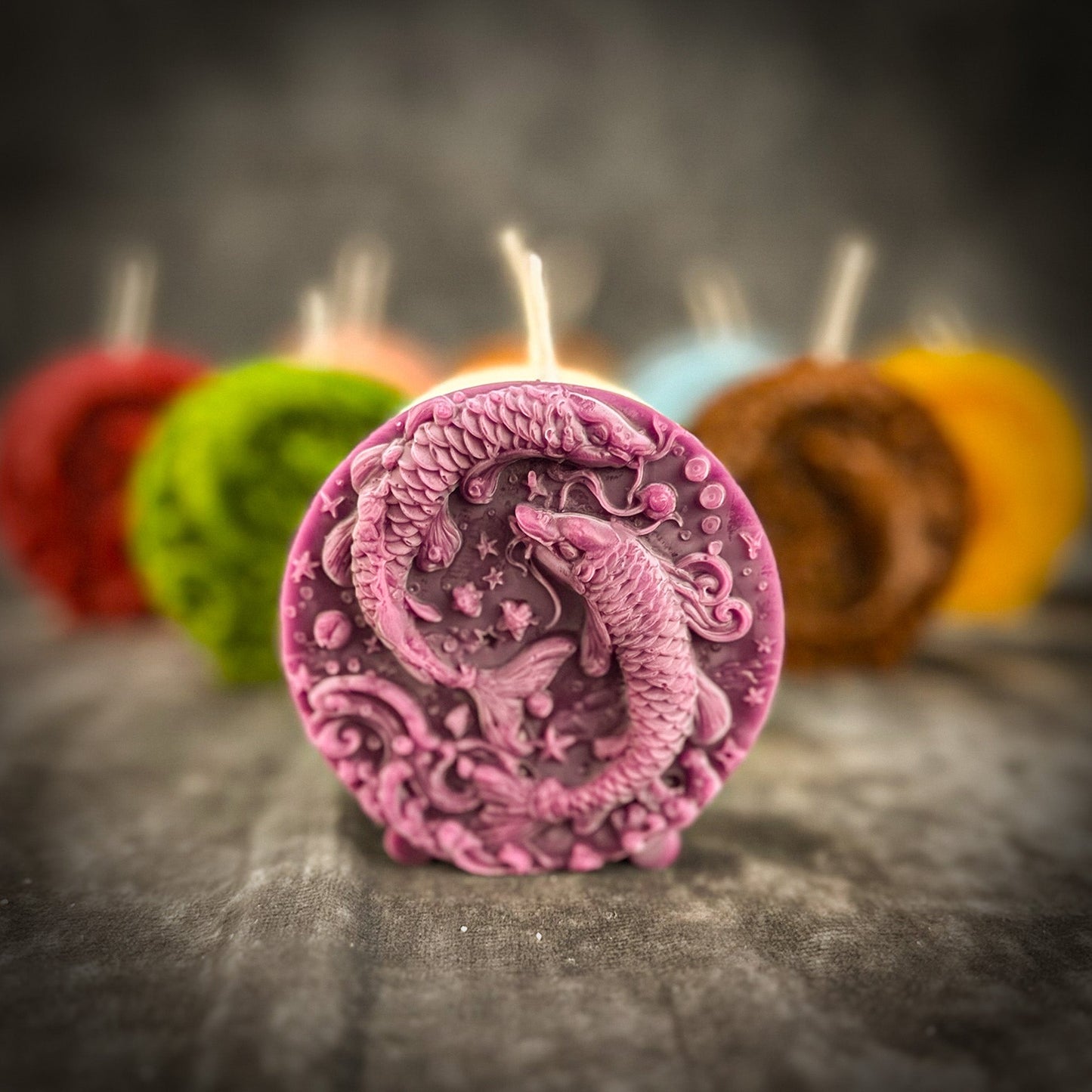 Beeswax Pisces Fish Zodiac Spell Candle - Intuition, Compassion & Dreams