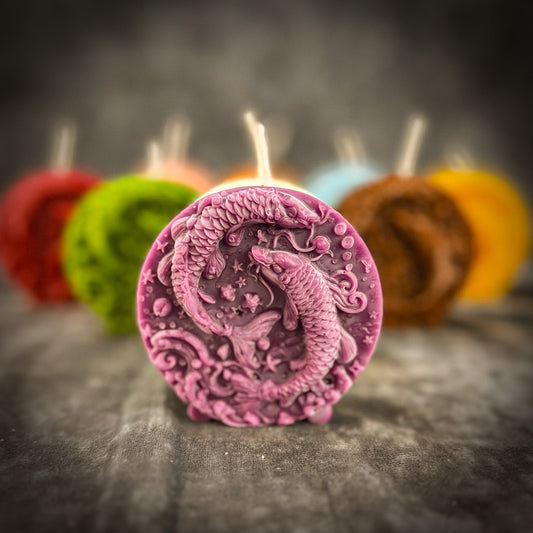 Beeswax Pisces Fish Zodiac Spell Candle - Intuition, Compassion & Dreams