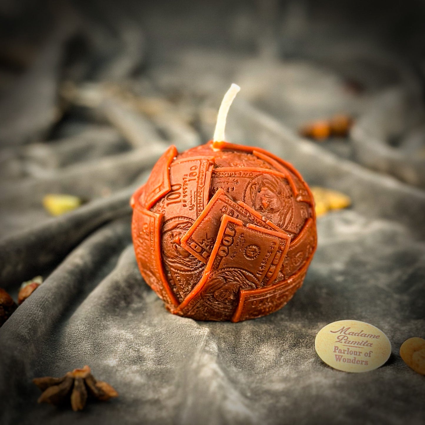 Beeswax Rolling in Dough Spell Candle - Luxury Wealth & Opulent Abundance