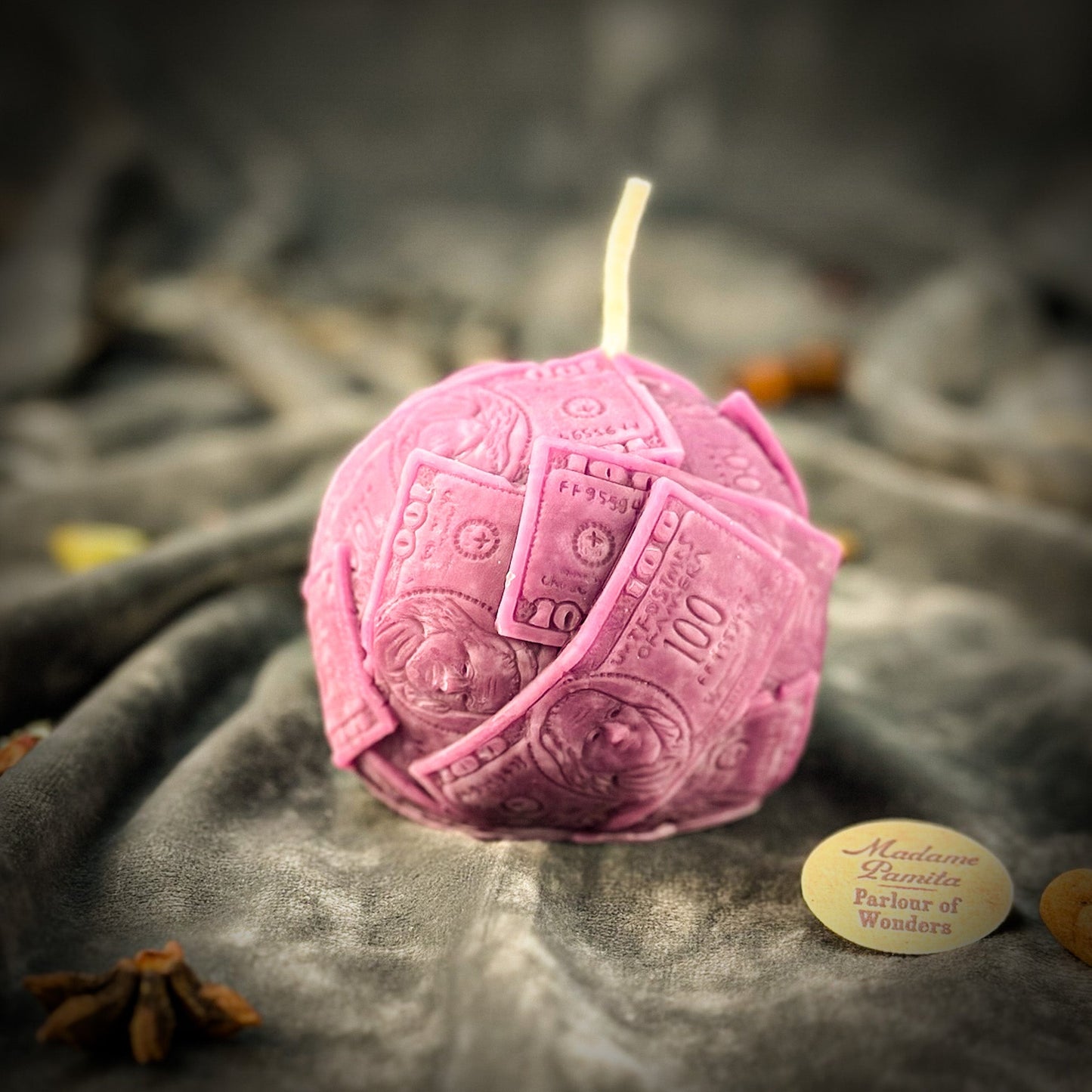 Beeswax Rolling in Dough Spell Candle - Luxury Wealth & Opulent Abundance