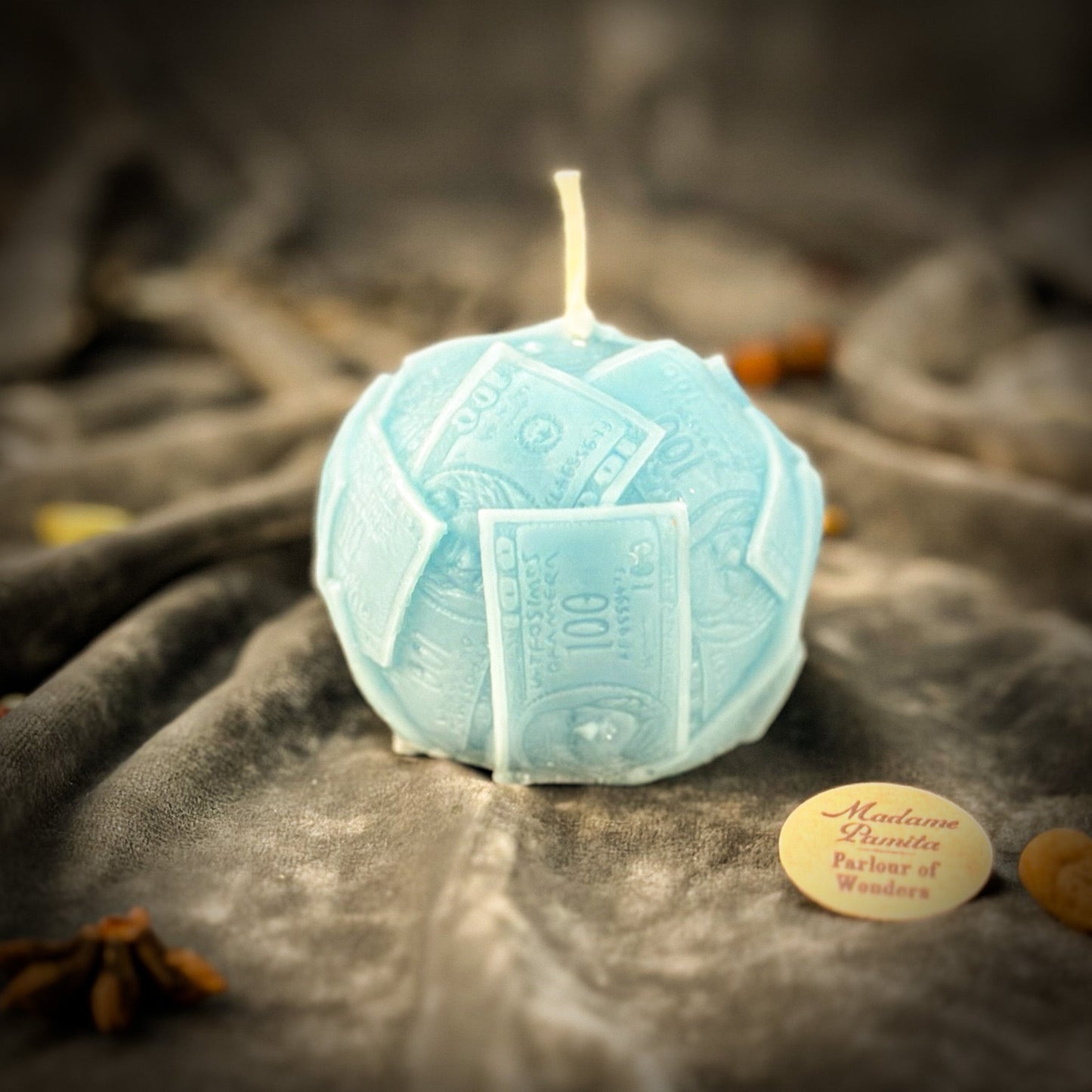 Beeswax Rolling in Dough Spell Candle - Luxury Wealth & Opulent Abundance