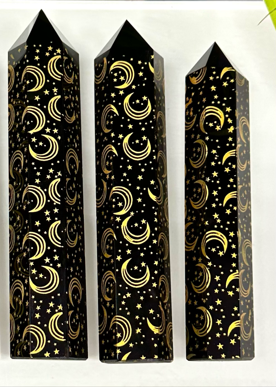 Natural Black Obsidian Moon Obelisk Tower Point (Each) - Northern Magick Supplies