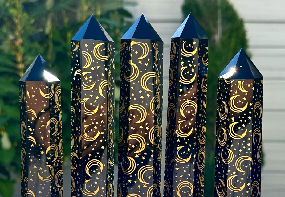Natural Black Obsidian Moon Obelisk Tower Point (Each) - Northern Magick Supplies