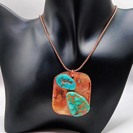 Elevate Your Style with our Handmade Turquoise Copper Pendant Necklace!