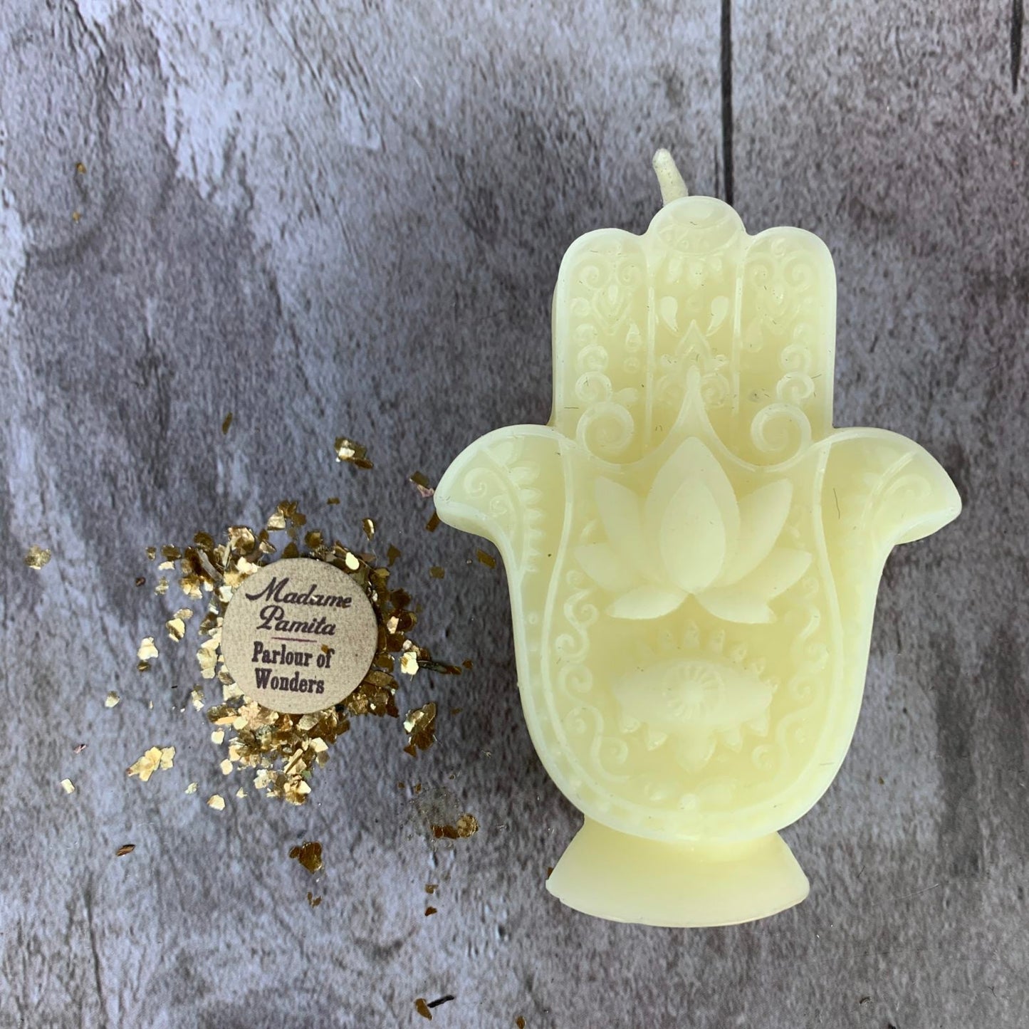 Beeswax Hamsa Hand Spell Candle - Evil Eye Protection & Blessing Magic - Northern Magick Supplies