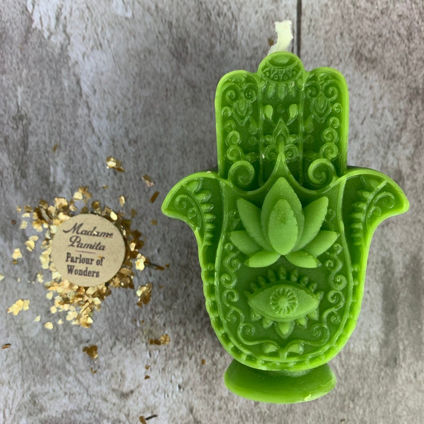 Beeswax Hamsa Hand Spell Candle - Evil Eye Protection & Blessing Magic - Northern Magick Supplies