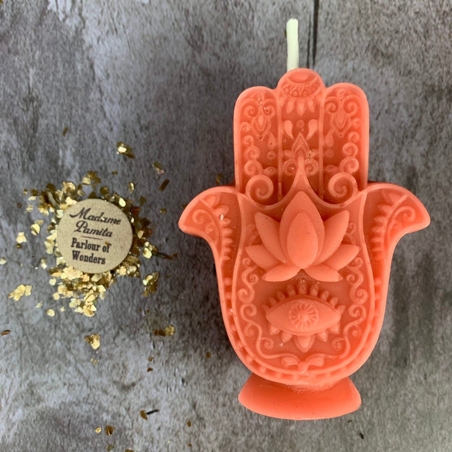 Beeswax Hamsa Hand Spell Candle - Evil Eye Protection & Blessing Magic - Northern Magick Supplies