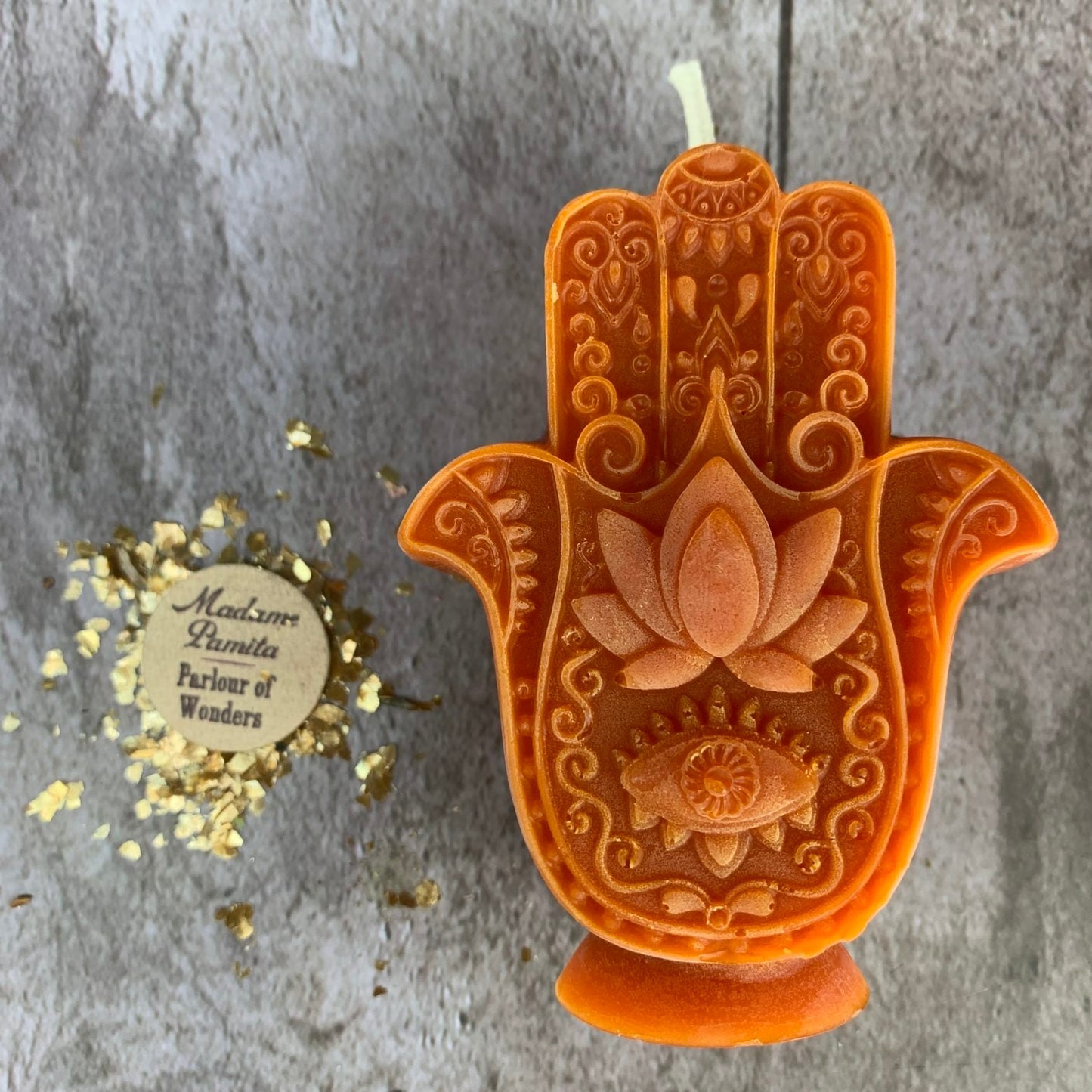 Beeswax Hamsa Hand Spell Candle - Evil Eye Protection & Blessing Magic - Northern Magick Supplies