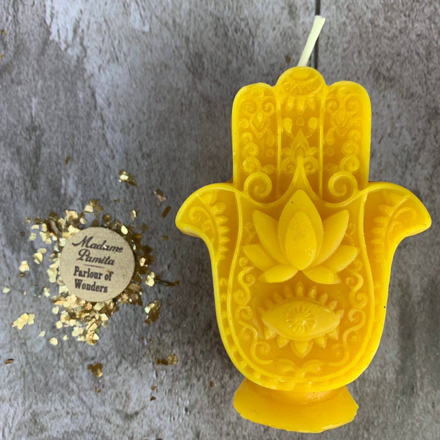 Beeswax Hamsa Hand Spell Candle - Evil Eye Protection & Blessing Magic - Northern Magick Supplies