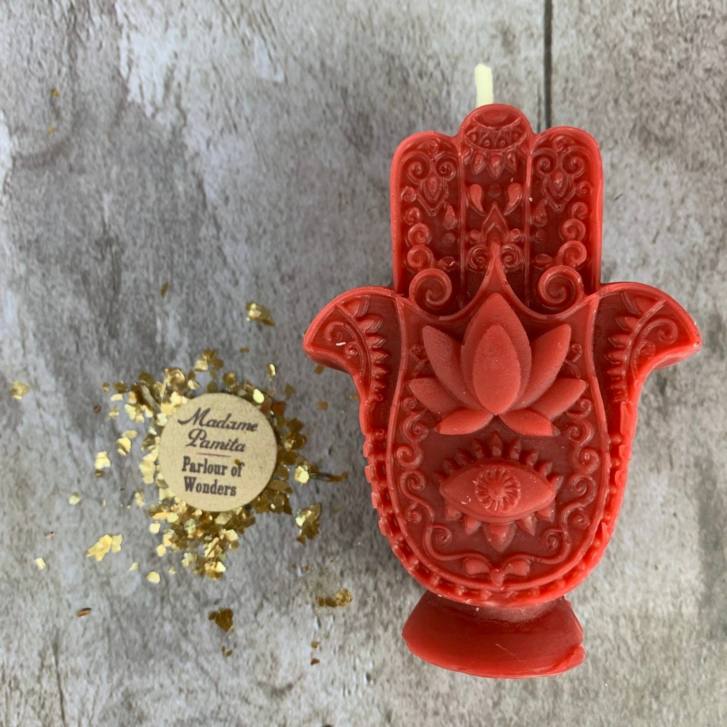 Beeswax Hamsa Hand Spell Candle - Evil Eye Protection & Blessing Magic - Northern Magick Supplies