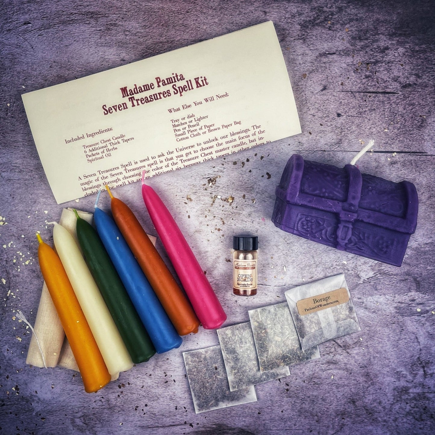 Seven Treasures Candle Spell Kit - Northern Magick Supplies
