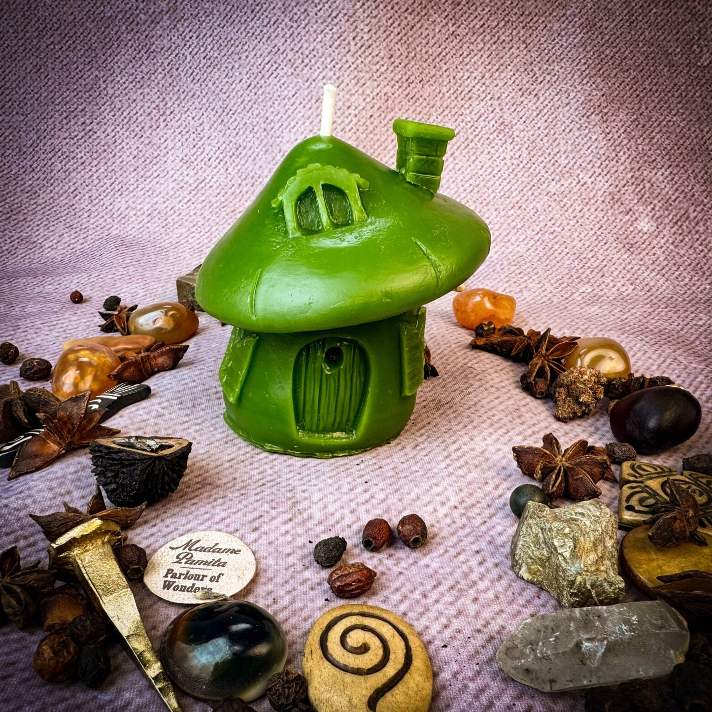 Beeswax Mushroom Fairy Hut Cozy Home Spell Candle - Sanctuary & Blessing Magic - Northern Magick Supplies