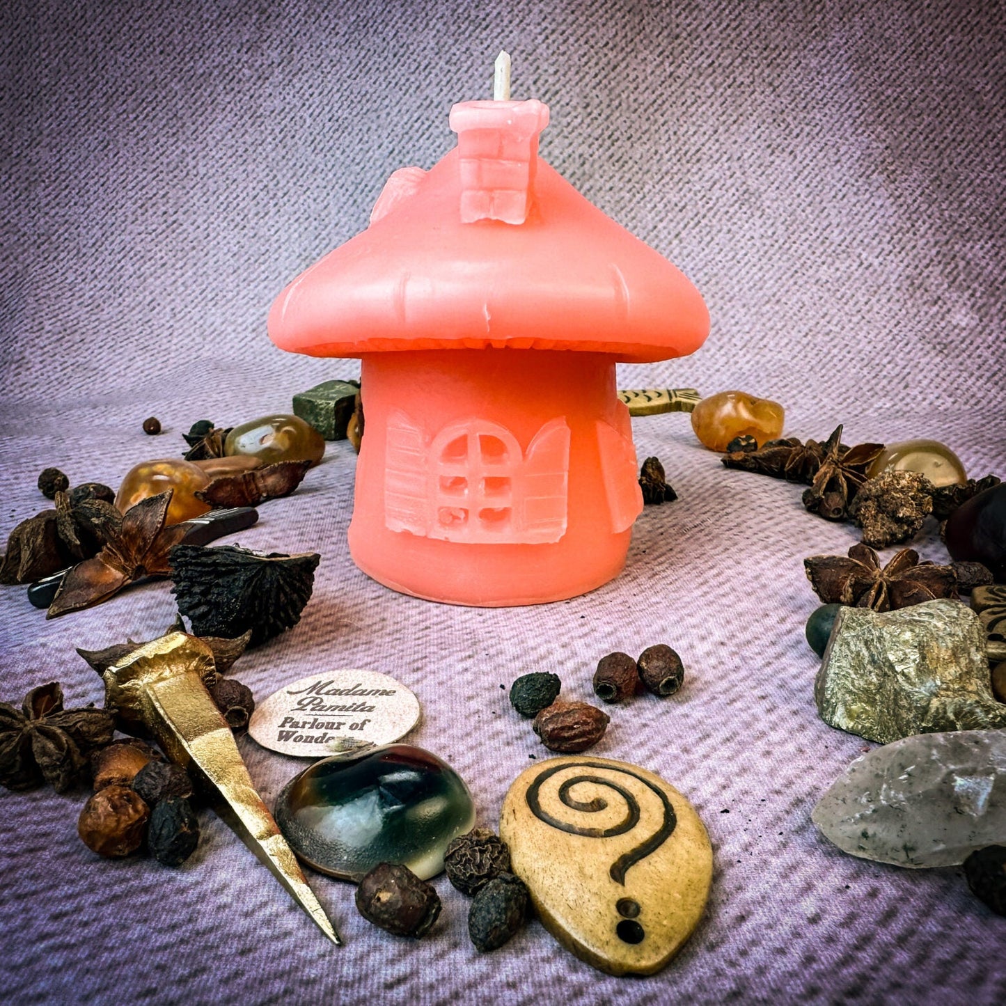 Beeswax Mushroom Fairy Hut Cozy Home Spell Candle - Sanctuary & Blessing Magic - Northern Magick Supplies