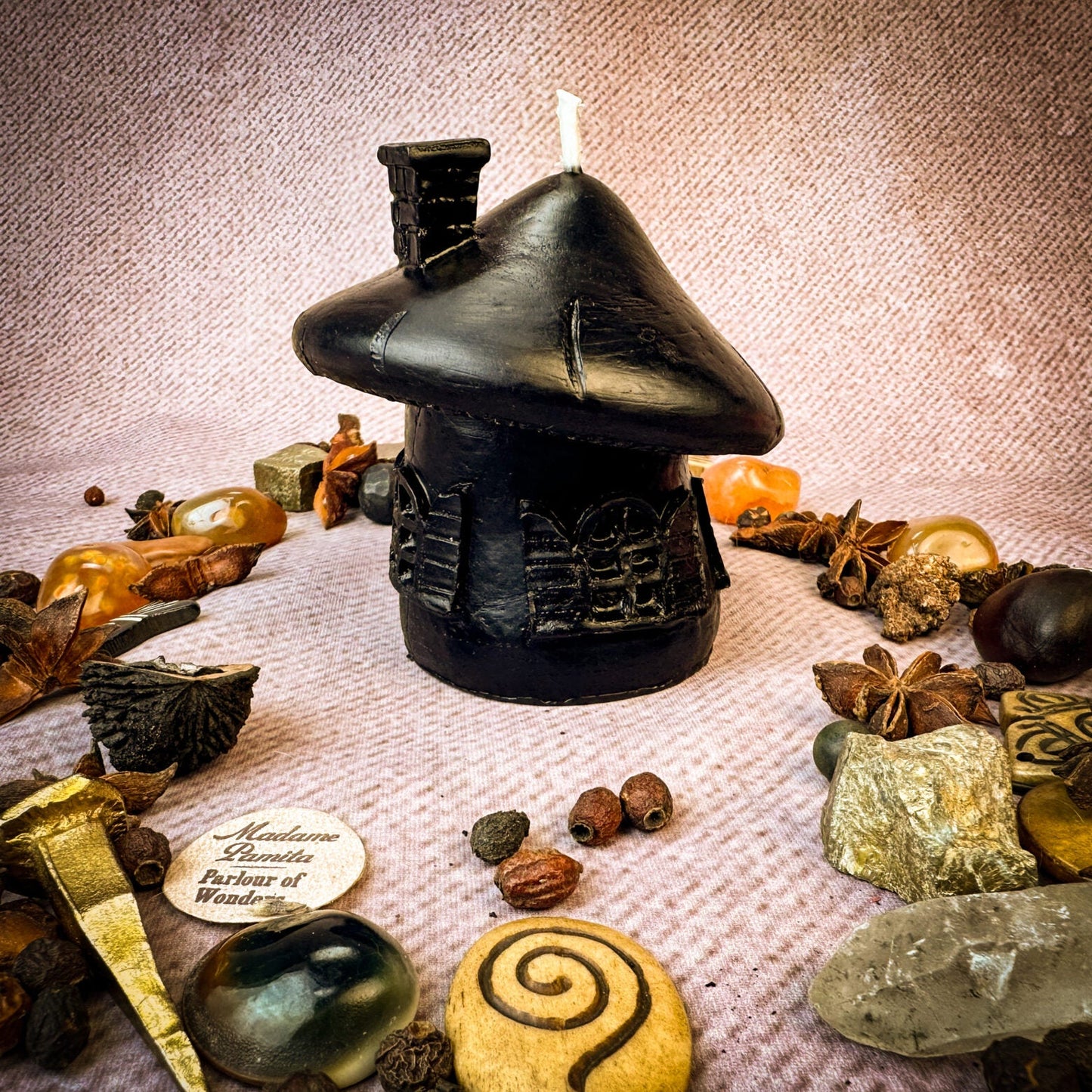 Beeswax Mushroom Fairy Hut Cozy Home Spell Candle - Sanctuary & Blessing Magic - Northern Magick Supplies