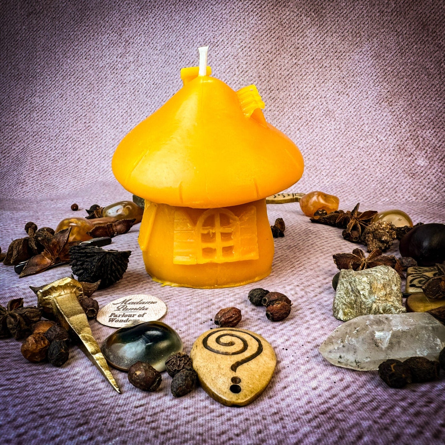 Beeswax Mushroom Fairy Hut Cozy Home Spell Candle - Sanctuary & Blessing Magic - Northern Magick Supplies