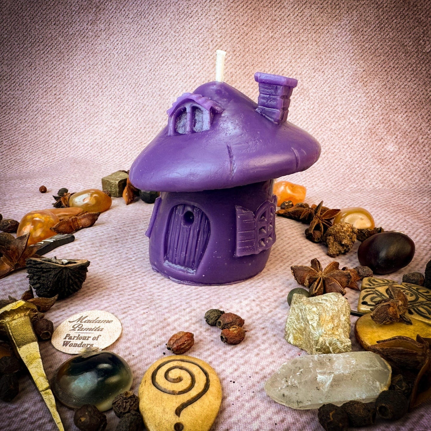Beeswax Mushroom Fairy Hut Cozy Home Spell Candle - Sanctuary & Blessing Magic - Northern Magick Supplies