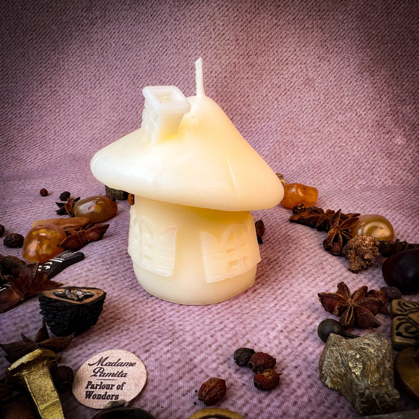Beeswax Mushroom Fairy Hut Cozy Home Spell Candle - Sanctuary & Blessing Magic - Northern Magick Supplies
