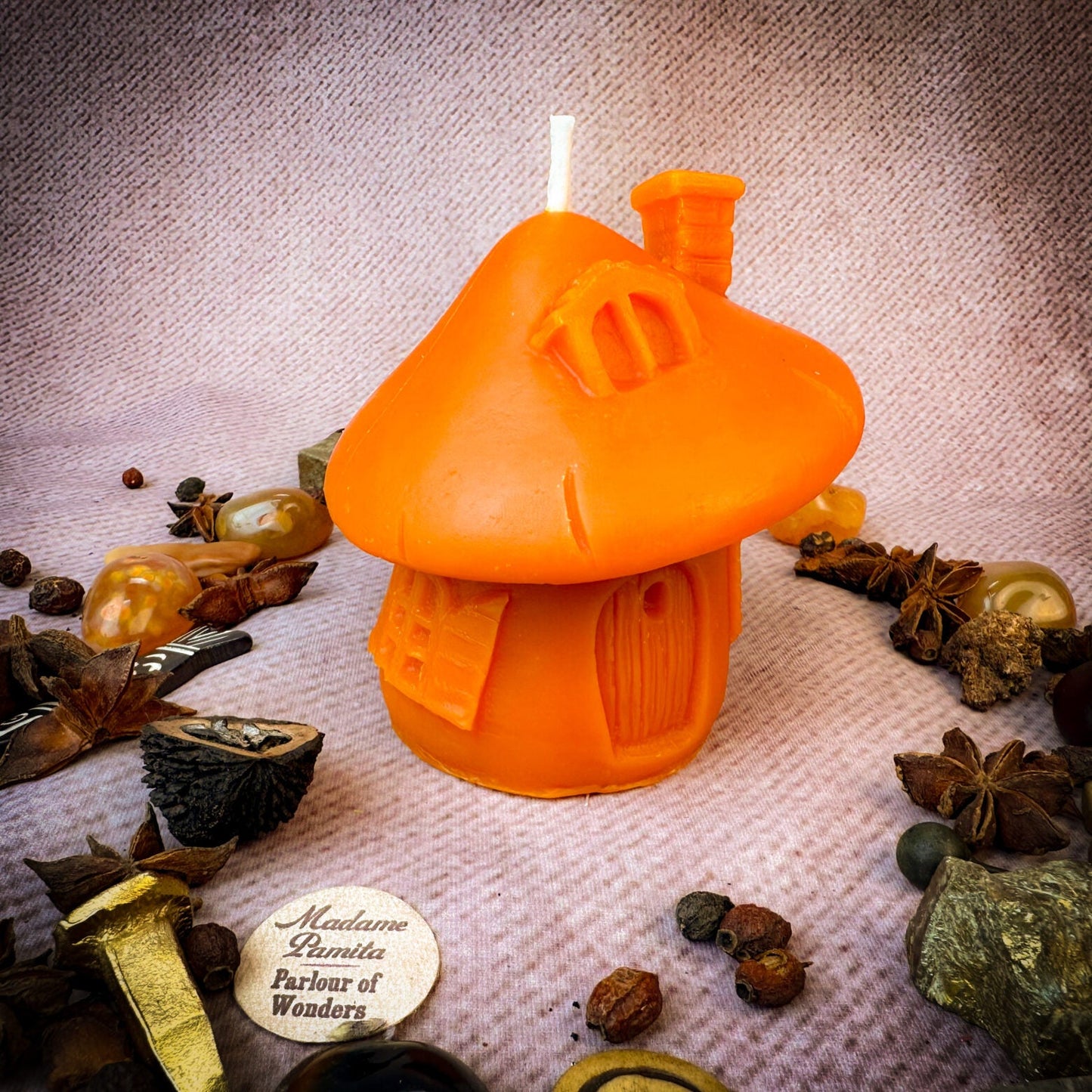Beeswax Mushroom Fairy Hut Spell Candle - Northern Magick Supplies