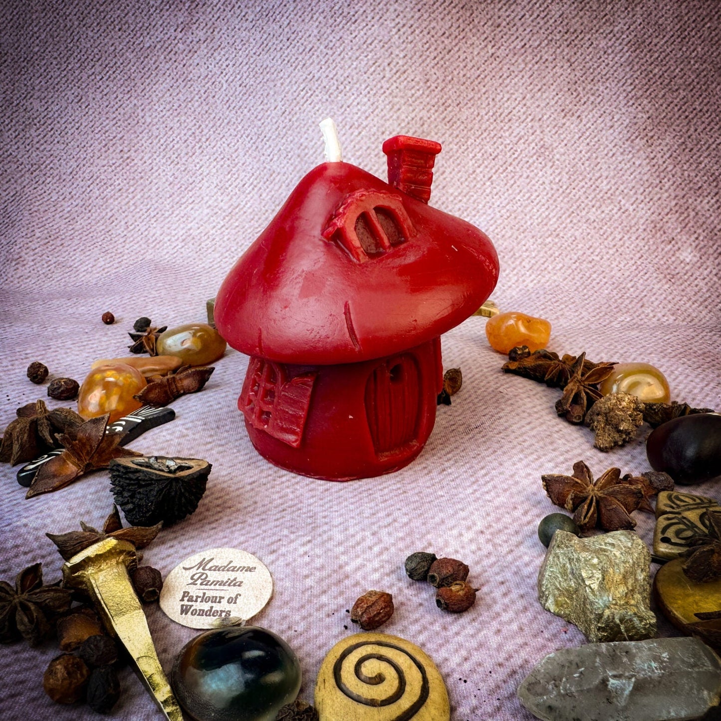 Beeswax Mushroom Fairy Hut Cozy Home Spell Candle - Sanctuary & Blessing Magic - Northern Magick Supplies