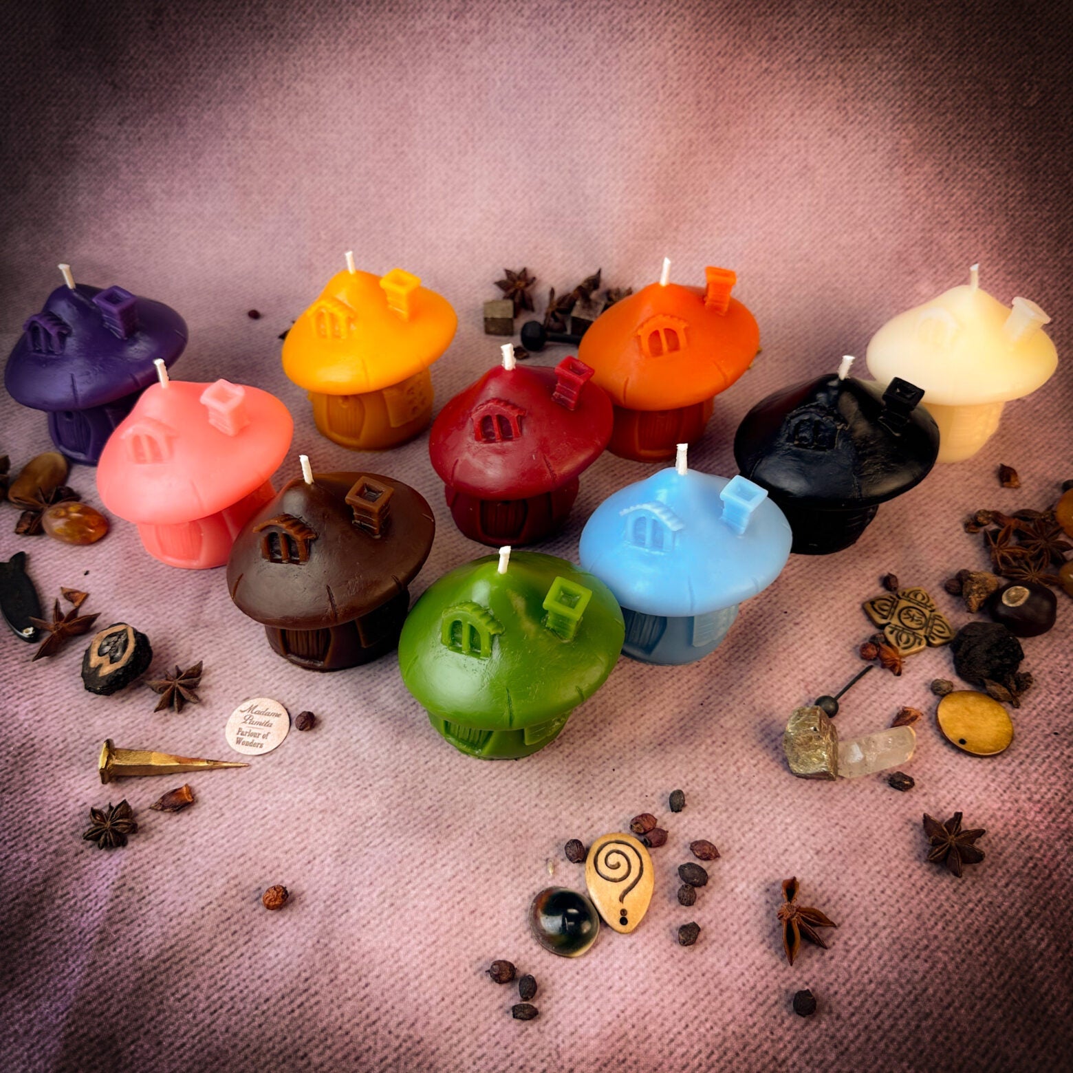 Beeswax Mushroom Fairy Hut Spell Candle - Northern Magick Supplies