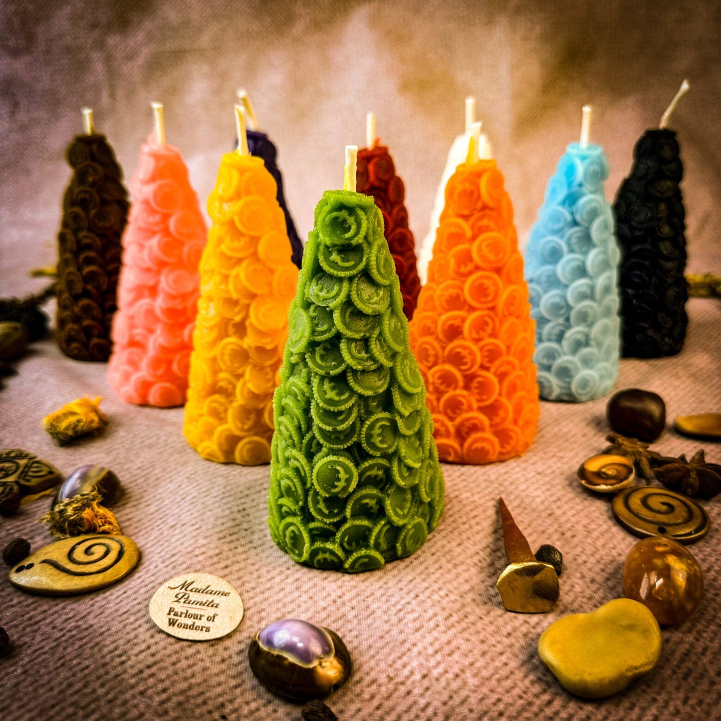 Beeswax Cone of Coins Spell Candle - Northern Magick Supplies