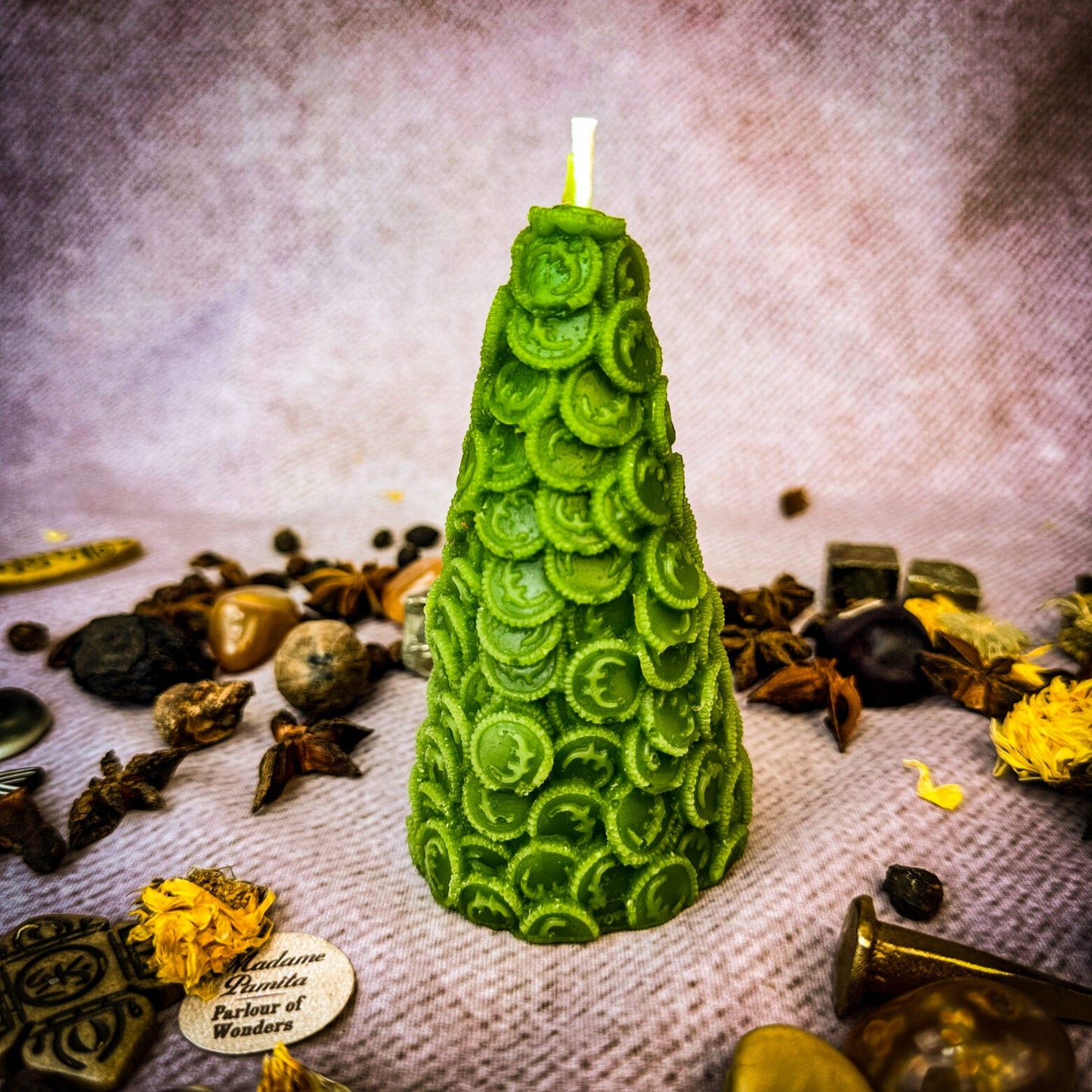 Beeswax Cone of Coins Spell Candle - Northern Magick Supplies