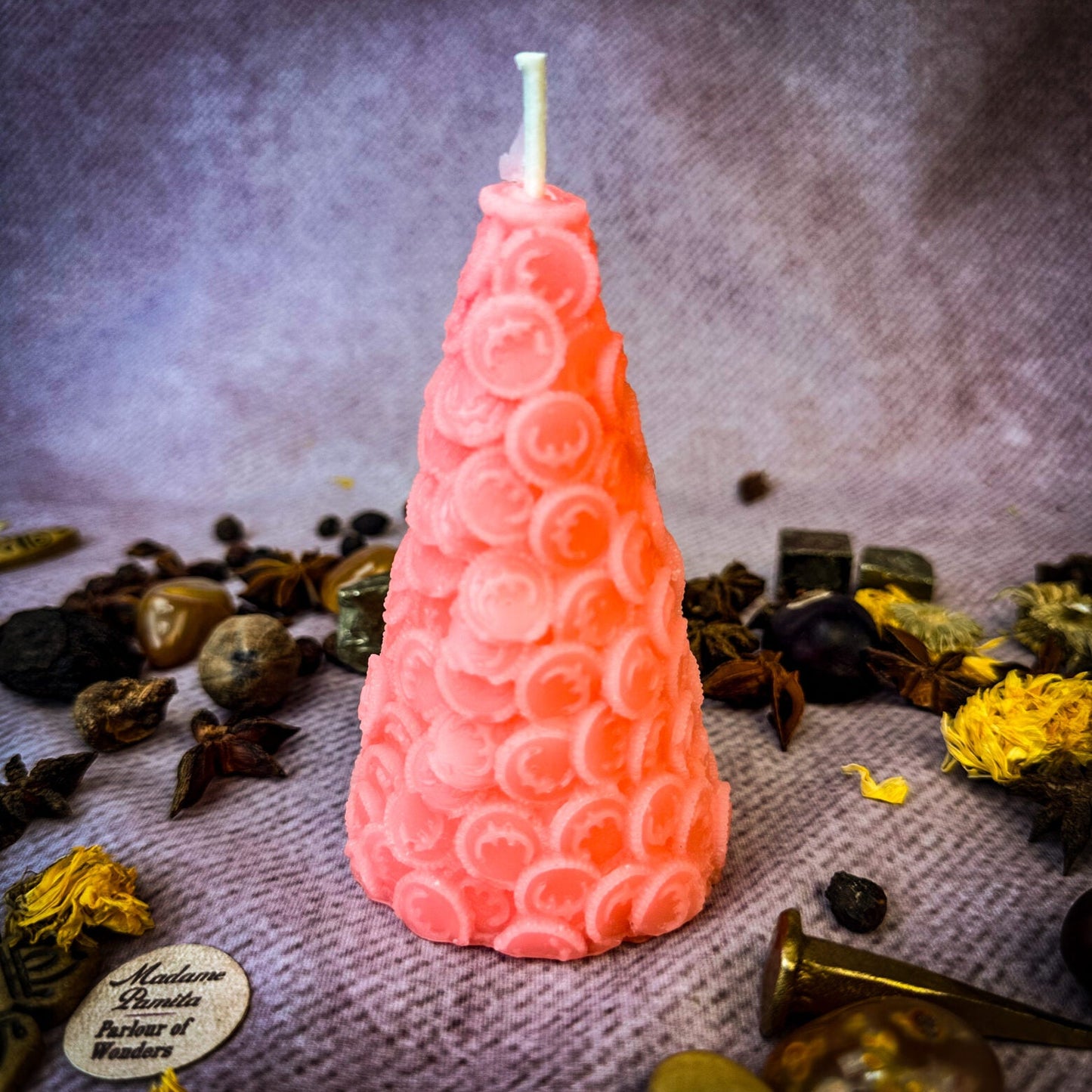 Beeswax Cone of Coins Spell Candle - Northern Magick Supplies