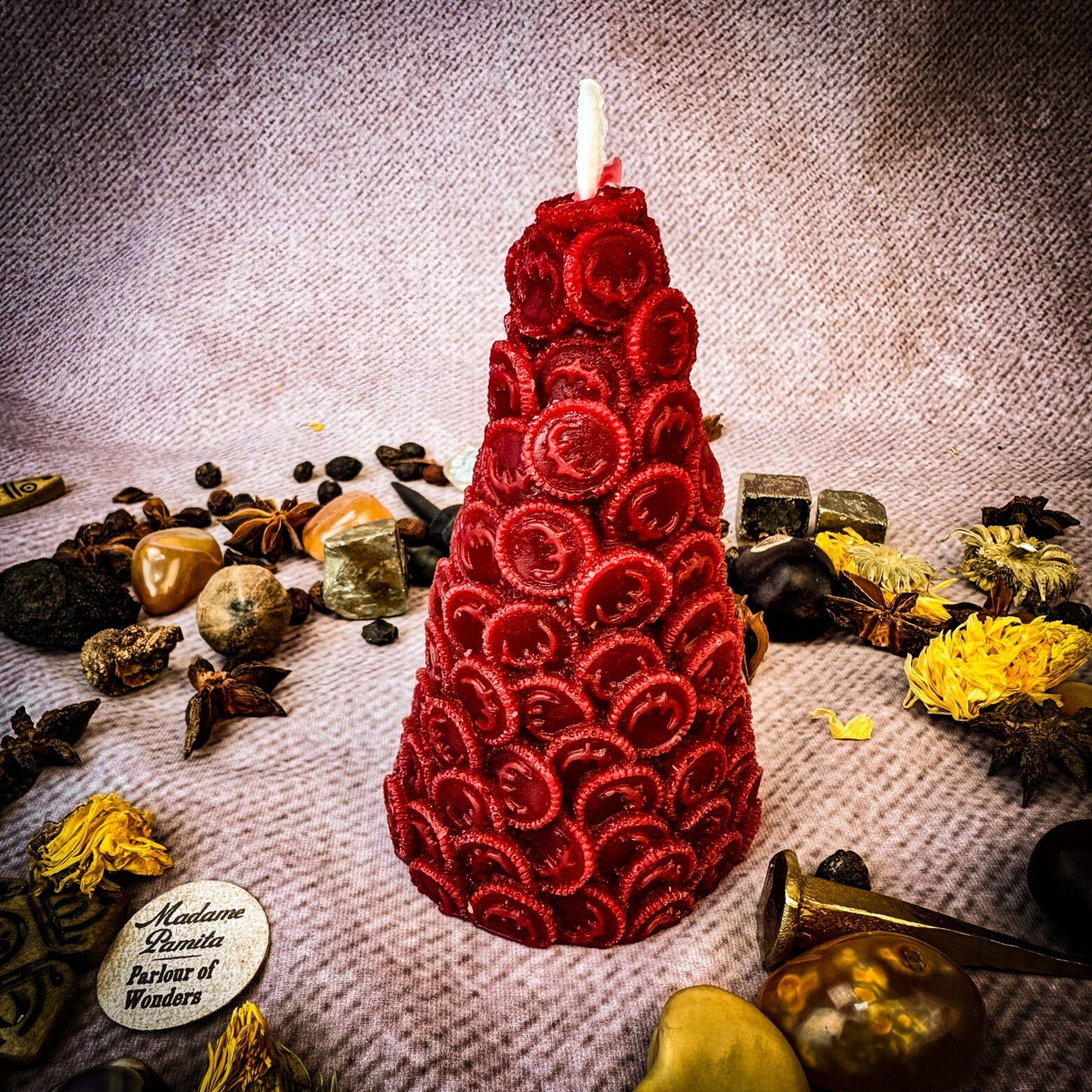 Beeswax Cone of Coins Spell Candle - Northern Magick Supplies
