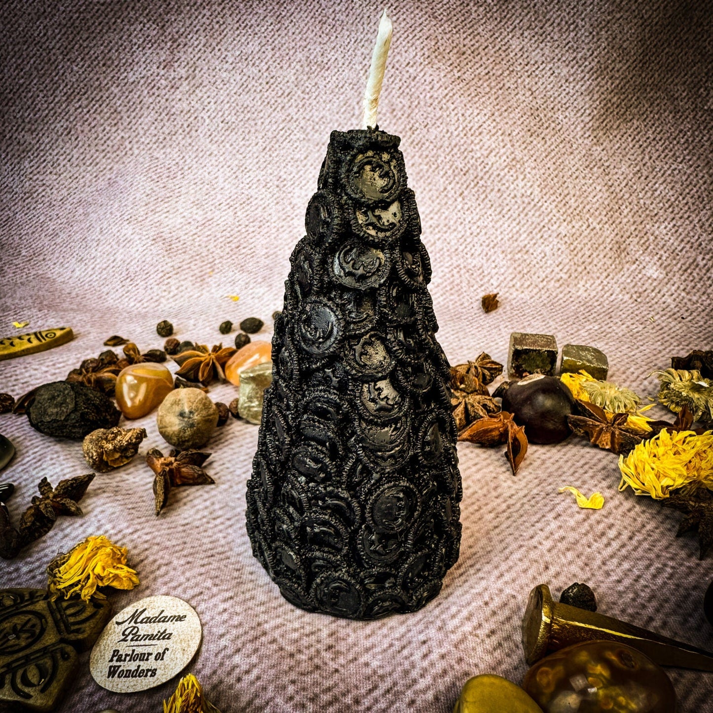 Beeswax Cone of Coins Spell Candle - Northern Magick Supplies