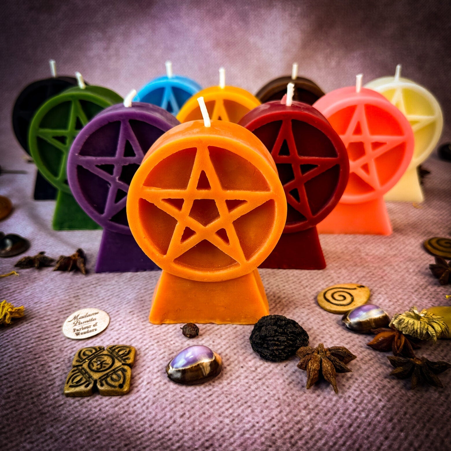Beeswax Pentacle of Protection Spell Candle - Northern Magick Supplies
