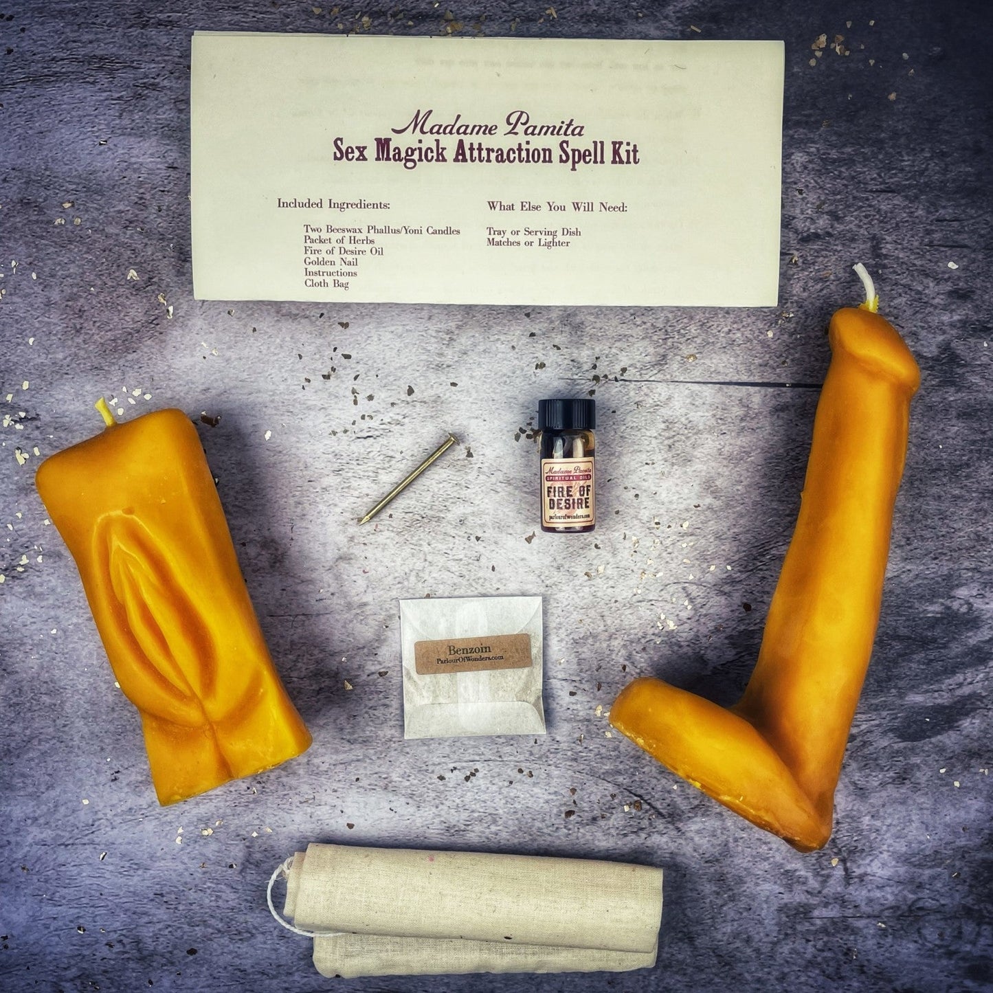Sex Magick Candle Spell Kit - Yoni/Phallus - Northern Magick Supplies