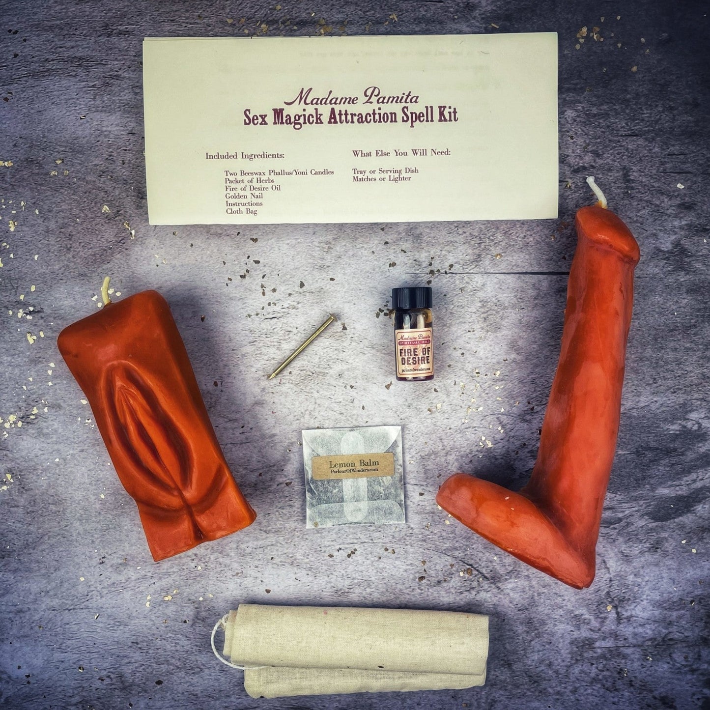 Sex Magick Candle Spell Kit - Yoni/Phallus - Northern Magick Supplies