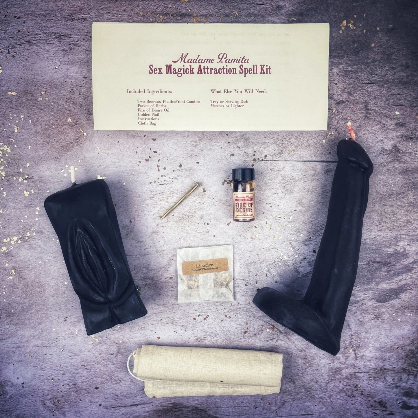 Sex Magick Candle Spell Kit - Yoni/Phallus - Northern Magick Supplies