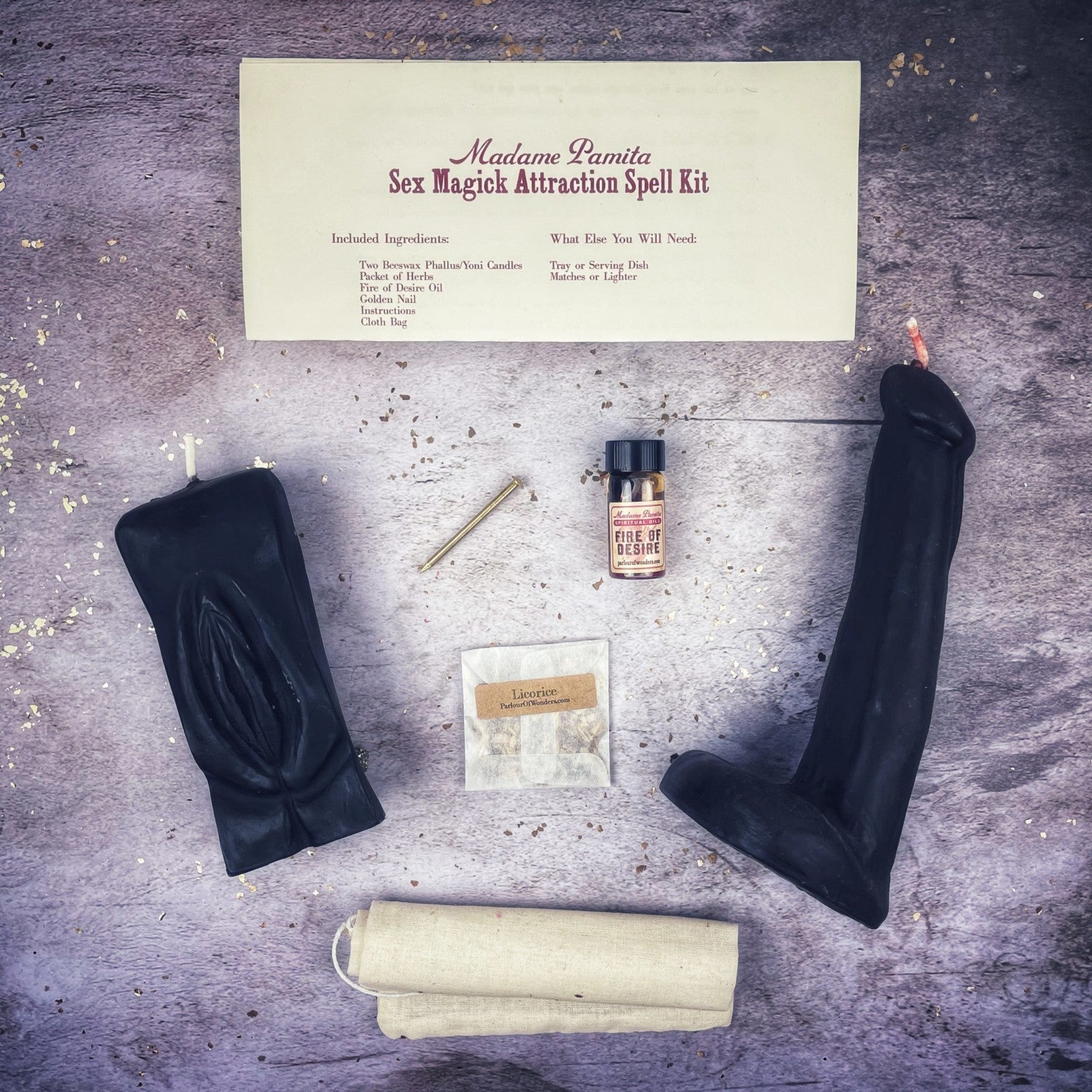 Sex Magick Candle Spell Kit - Yoni/Phallus - Northern Magick Supplies
