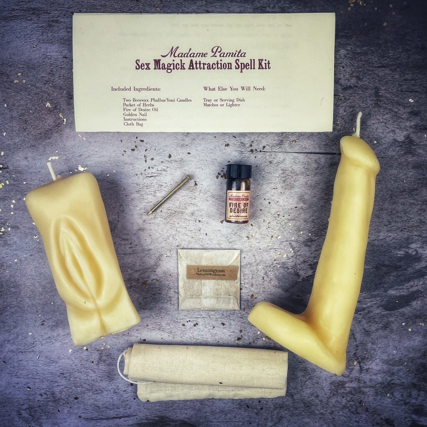 Sex Magick Candle Spell Kit - Yoni/Phallus - Northern Magick Supplies