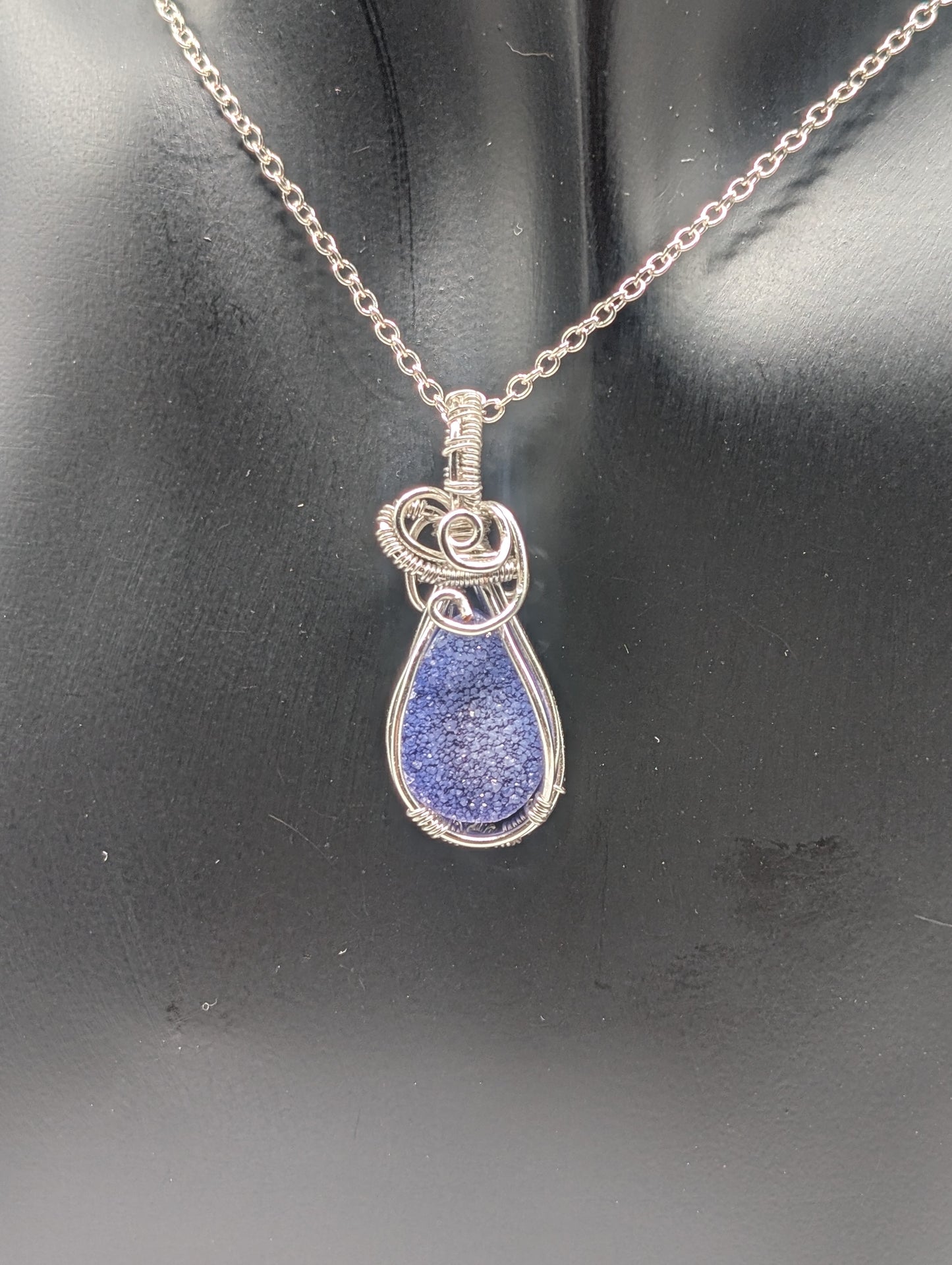 Stunning Deep Purple Druzy Agate Necklace