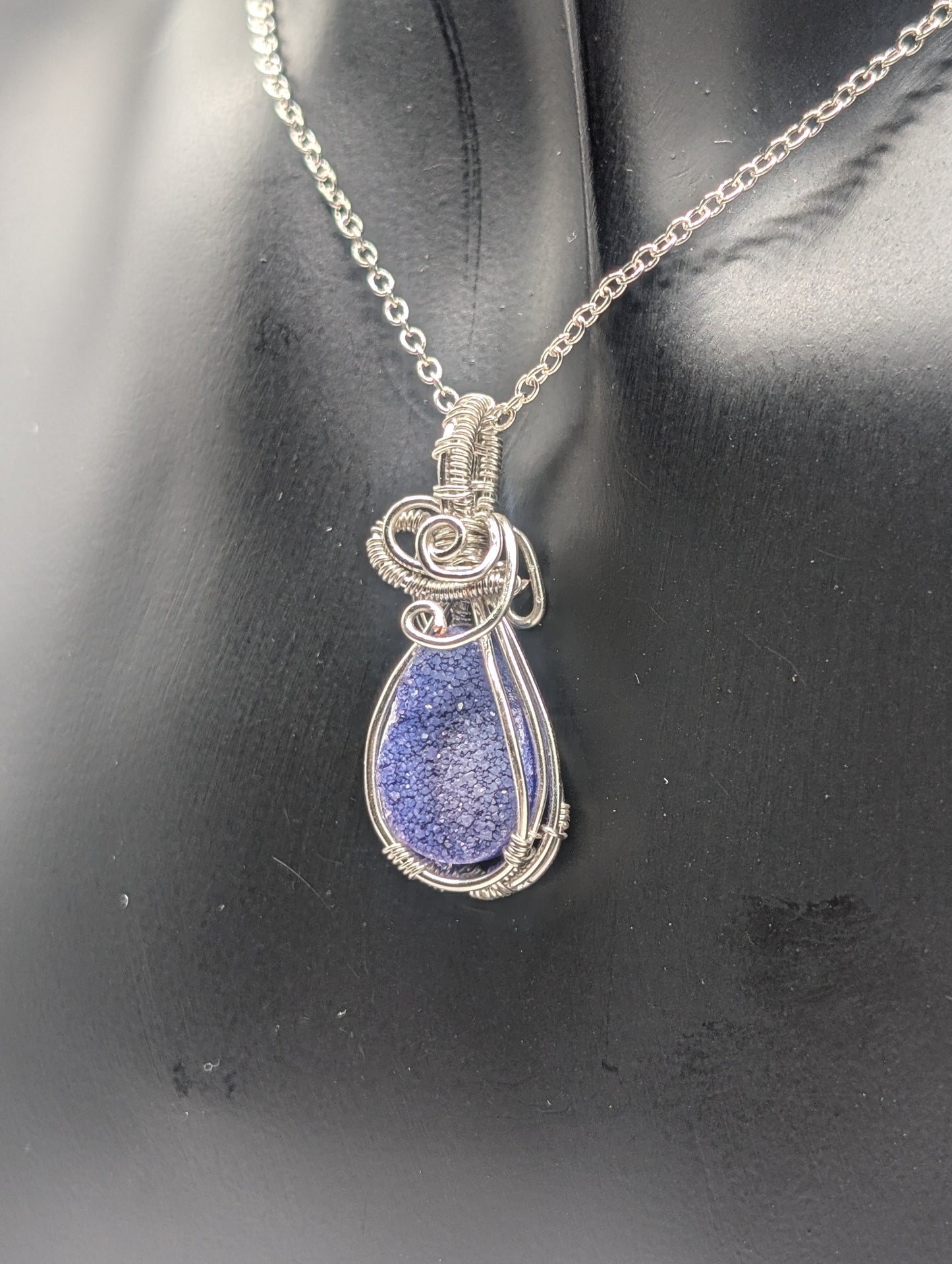 Stunning Deep Purple Druzy Agate Necklace