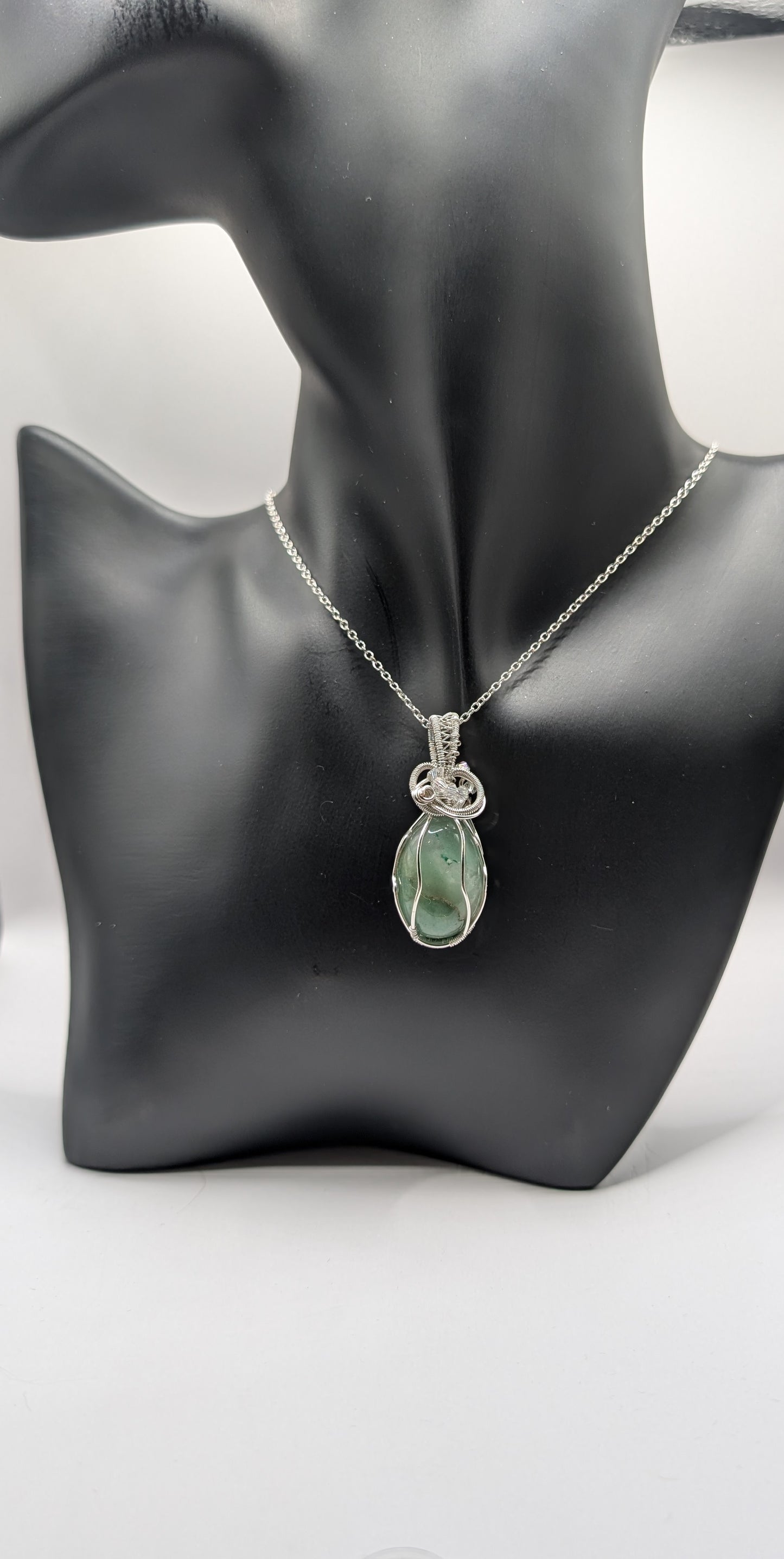 Unveil the Beauty of Our Wire Wrapped Green Aventurine Pendant