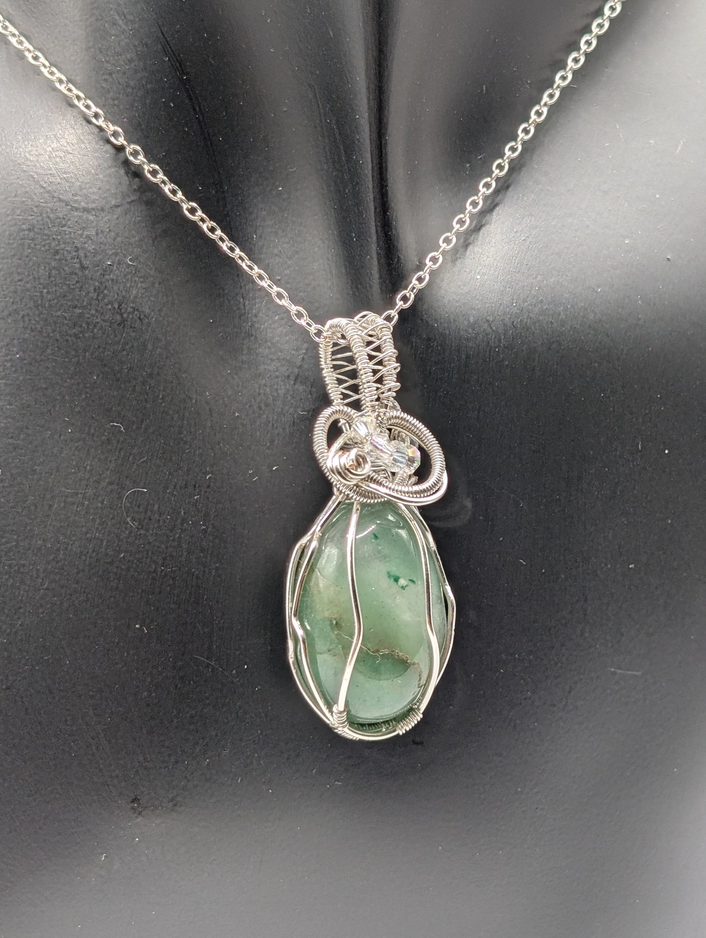 Unveil the Beauty of Our Wire Wrapped Green Aventurine Pendant