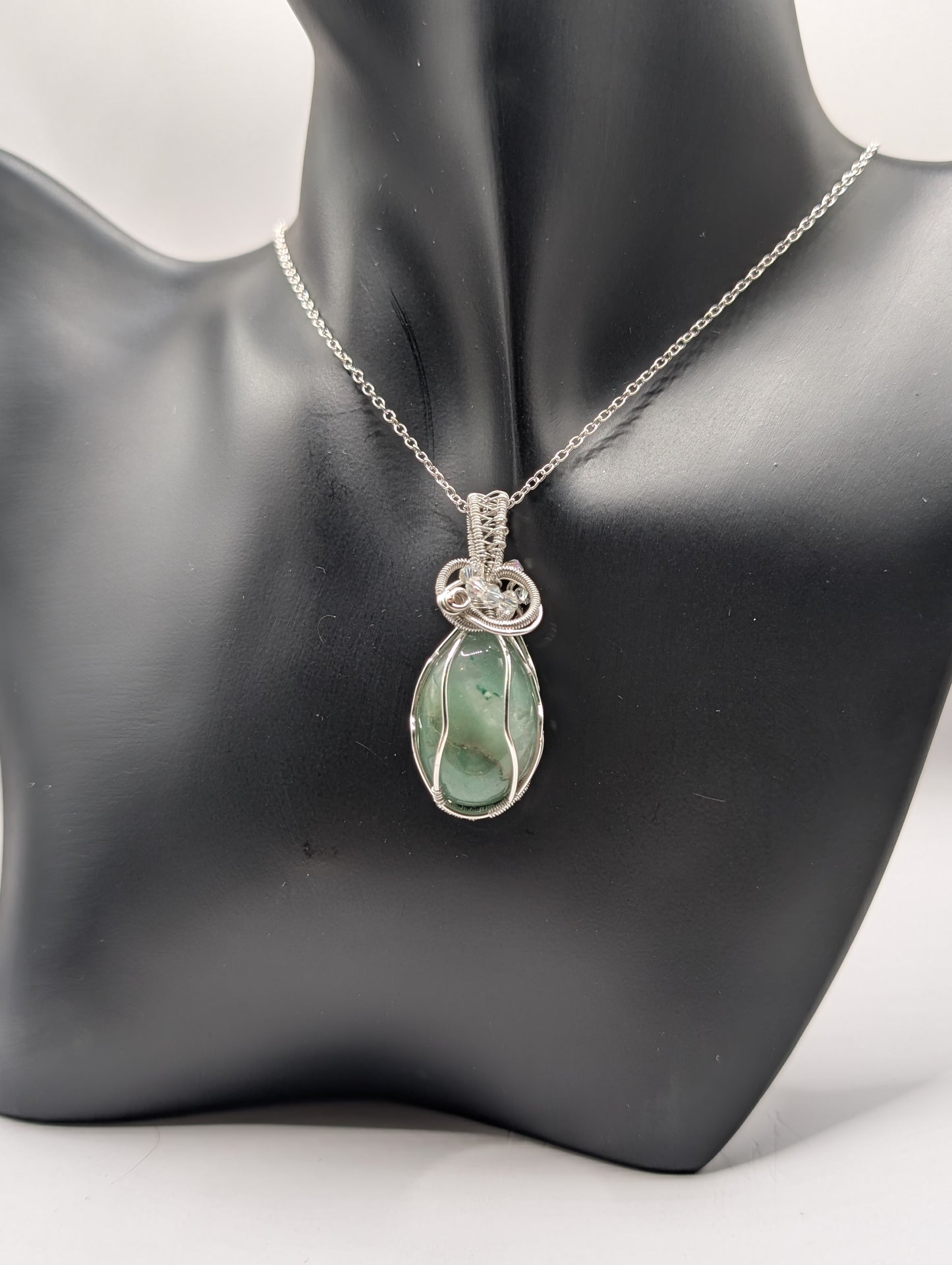 Unveil the Beauty of Our Wire Wrapped Green Aventurine Pendant