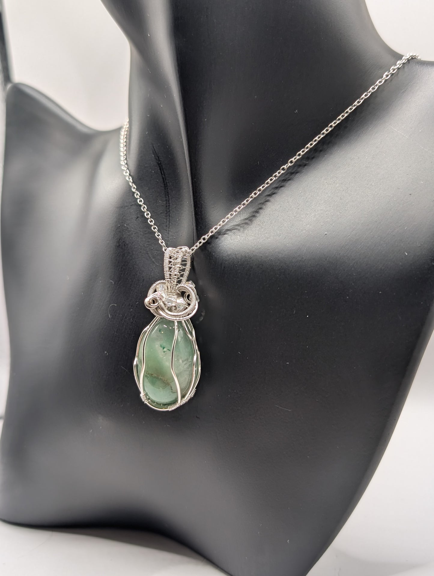 Unveil the Beauty of Our Wire Wrapped Green Aventurine Pendant