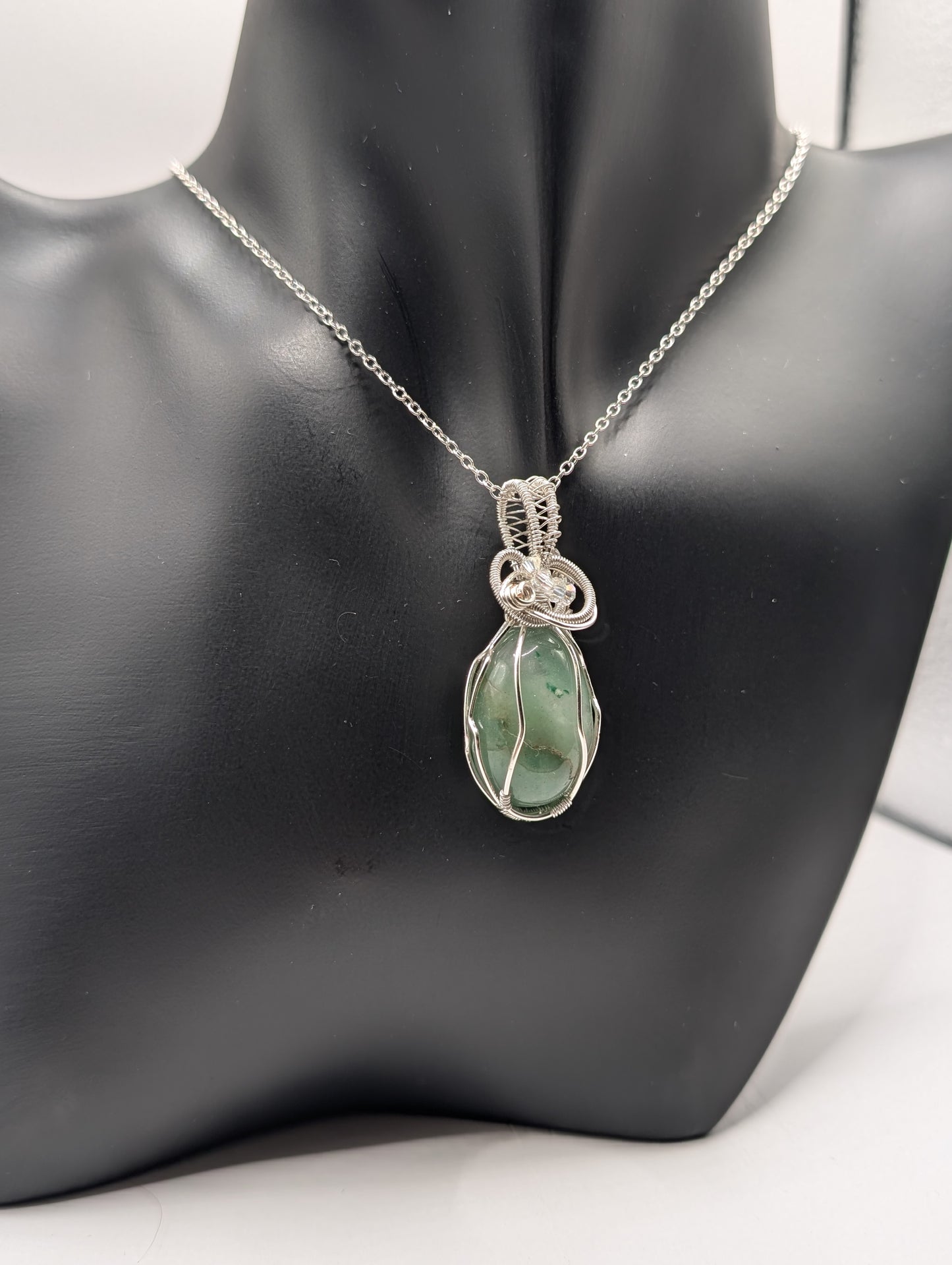 Unveil the Beauty of Our Wire Wrapped Green Aventurine Pendant