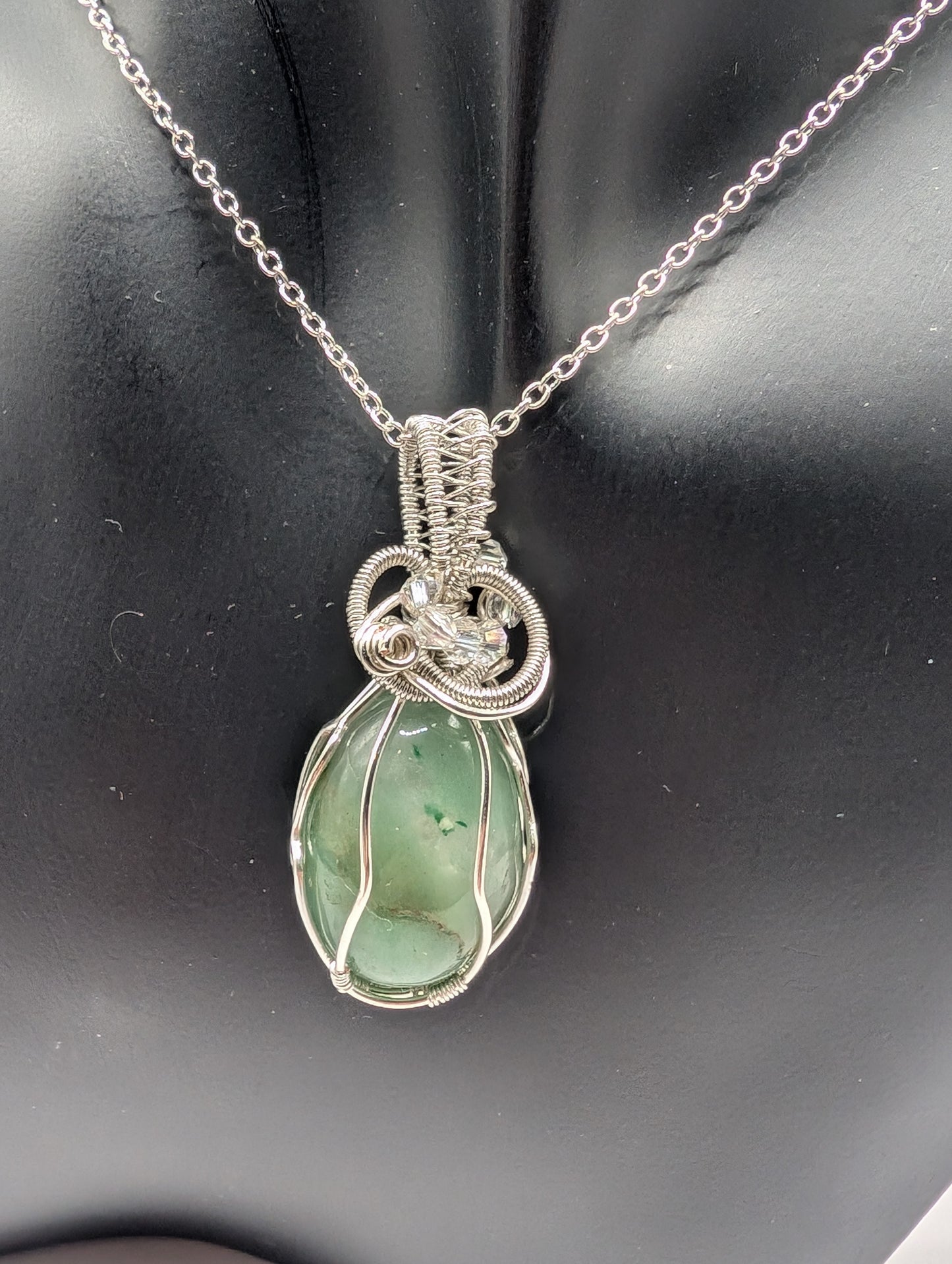 Unveil the Beauty of Our Wire Wrapped Green Aventurine Pendant