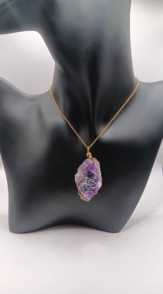 Hand crafted healing Amethyst Crystal Necklace