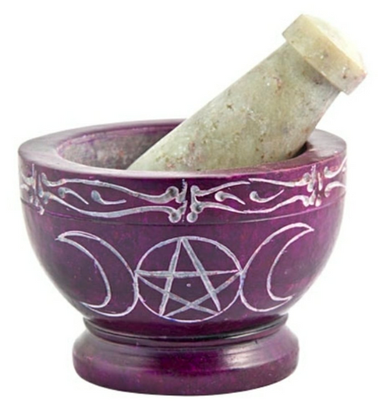 Triple Moon and Pentacle Mortar & Pestle