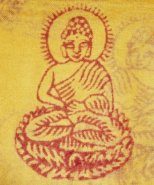 Yellow Om Ganesha Print Scarf Lightweight Spiritual Wrap